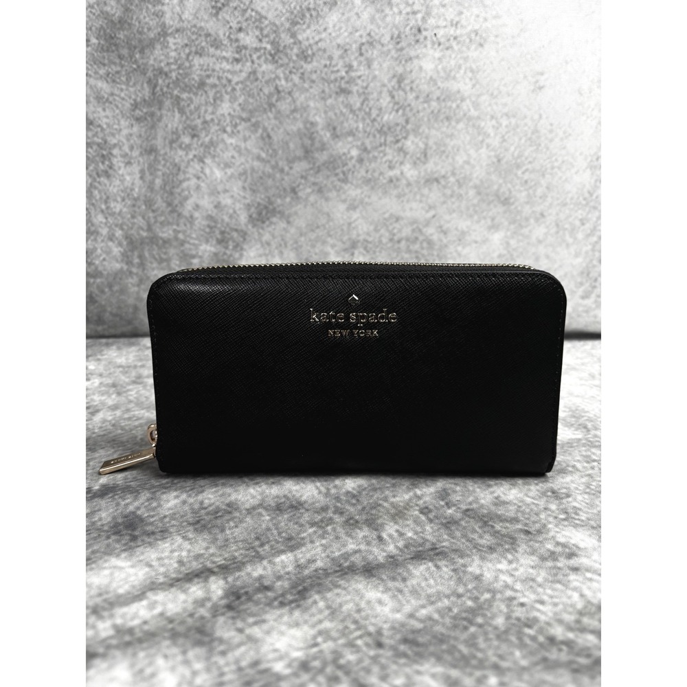 Kate Spade Staci Large Continental‎ Wallet Saffiano Leather Black with Gold